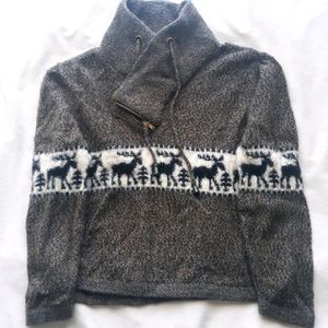 Zipper cowl neck Alpcac wool sweater